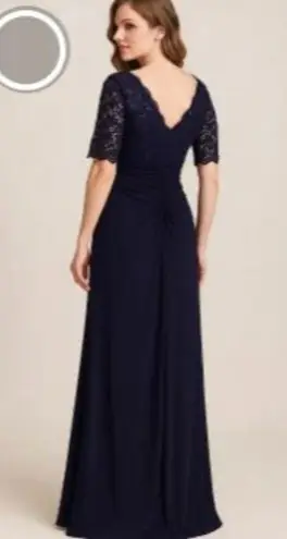 Betsy & Adams 16 Navy Blue Sequin Lace Bodice Gown Ruched Skirt & Beaded Detail Size undefined