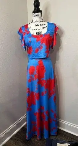 Floral 2 pc Dress set Red Size XL
