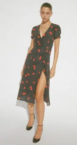 Realisation Par 💕💕 The Teale Midi Wrap Dress ~ Wilde Cherry Print XXS NWOT