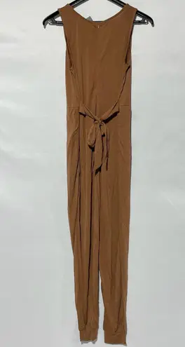 Area Stars New Sleeveless Belted Waist Jogger Jumpsuit Cisco Dark Tan Size XL
