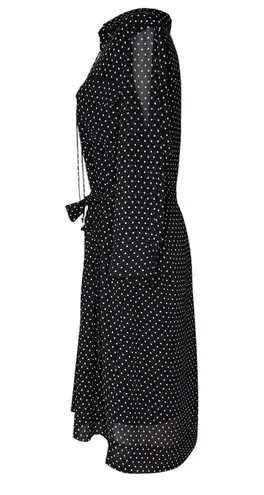Tahari Dress 14 Shift Knee Length Layered Belted Lace Up Polka Dot Career Office