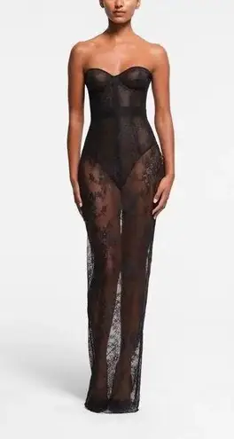 SKIMS ULTRA FINE LACE STRAPLESS CORSET LONG DRESS Size L SOLD OUT NWT