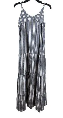 Lucca Couture Striped Linen Blend Maxi Dress Adjustable Straps Flowy Bohemian Summer Dress