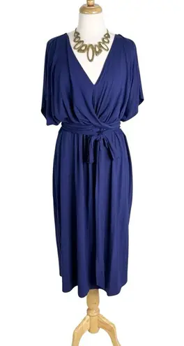Universal Standard NWT Knit Dress Popover Wrap Tie Front Navy Size L