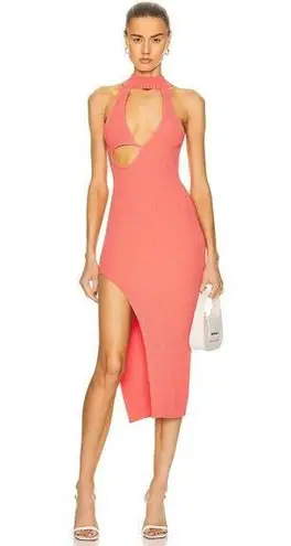 DAVID KOMA For FWRD Maxi Dress in Red Orange Medium New Womens Ribbed Knit Midi