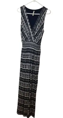 Gilli Maxi Dress Sleeveless Casual V Neck Geometric Print Boho Chic size S (271) Blue