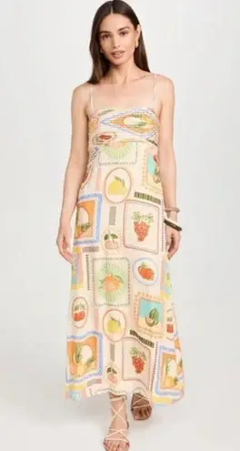 Seven Wonders Dress Fruit Maxi Whimsy Tropical Vacation Resort Beach Women Small Blue Size undefined