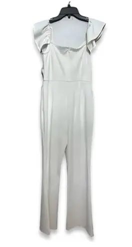 Chelsea 28 Off Shoulder Jumpsuit Surplus Neck Flutter Sleeve White W US S NWOT