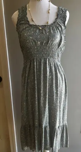 Patrons of Peace Light Blue Paisley Midi Dress Smocked Bodice Sleeveless Casual Summer Dress