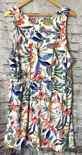 West Loop Floral Tropical Drawstring Tank Dress Women’s XL