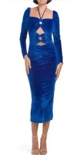 Torn By Ronny Kobo Blue Velvet Dress