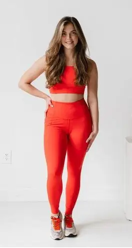 Free People NWT  Set the Pace High Waist Leggings S Red