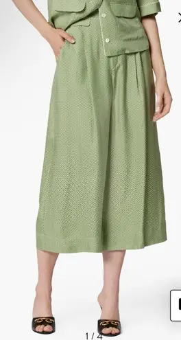 Equipment NWT $350 Allete Crop Wide Leg Pants Size 0 Green Silk Viscose