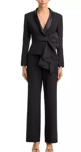 Aidan Mattox by Adrianna Papell Bow Trim Jumpsuit In Black Size 8