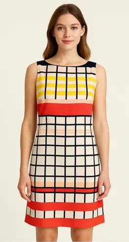 Donna Morgan Plaid Spring Colorblock Grid Shift Dress | Brunch Ready Sz 10