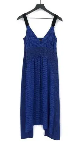 Proenza Schouler Cami Long Floral Block Print Crepe De Chine Silk Dress Blue 2