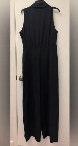 NWOT Rhone Mirage collared wide leg Sleeveless casual black jumpsuit sz 12
