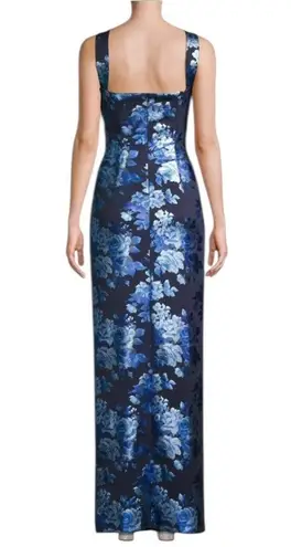 Black Halo Charlene Metallic Floral Evening Gown Halter Column Floor Length 14