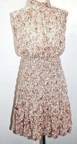 House of Harlow  Shona Joy Colette Mockneck Smocked Paisley Metallic Mini Dress