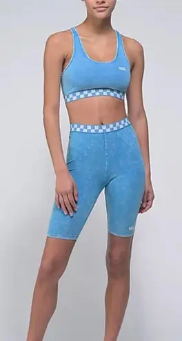 Vans  | Checked Out Niagara Blue Mineral Wash Sports Bra & Biker Short Set Blue