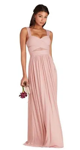 Birdy Grey Dusty Rose Pink Chiffon Full Length Mesh Cutout Elyse Dress