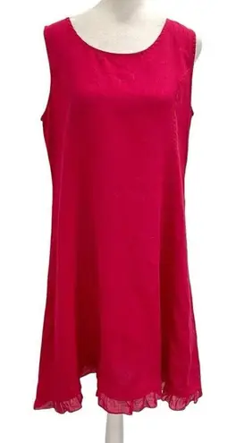 Allegra Masetti 100% Linen Sleeveless Summer Sun Dress Bright Pink size Small