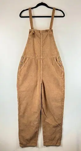 Faherty Women Overall Brown Corduroy Straight Leg Jumpsuit Casual Pinafore Small