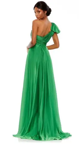 Mac Duggal NWT Mac Duggal 67476 Pleated One Shoulder Chiffon Gown Emerald Green Sz 2 $398