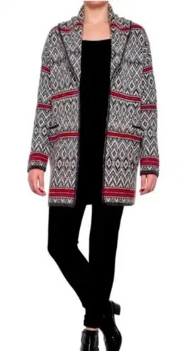 Aspen Cardigan Sweater Gray Nordic Fair Isle Open Front Women's Gray Size Large - Image 1