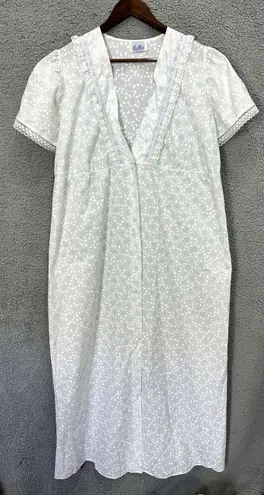 vtg BALLET NEW YORK Babydoll Gown Robe floral Lingerie Piegnoir modest cottage L Blue Size L