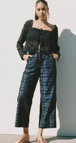 Ciao Lucia Pietro Woven Taffeta Pant Sapphire Womens Blue Size Small Made in La White