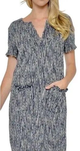 Esley Tweed Fully Lined Navy White Classic Classy Sheath Size S