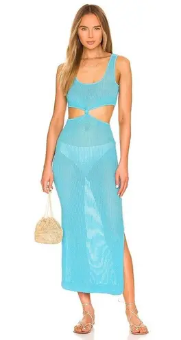 Solid & Striped The Bailey Dress Cerulean Blue mesh swim cover up size XL