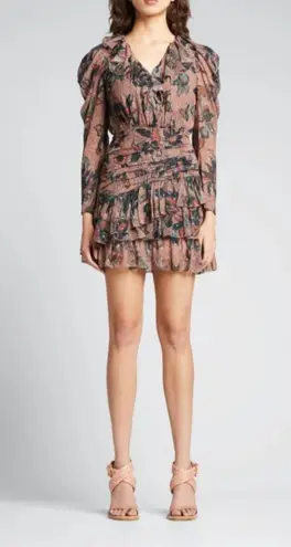 Ulla Johnson Black coral Cecily silk mini dress 8 NWT