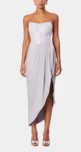 Elliatt NWT Petra Strapless Sequin Bodice Midi Dress in Ash Lilac Sz Small $255