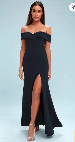 Lulus Navy Blue Sweetheart Off-the-Shoulder Maxi Dress Medium