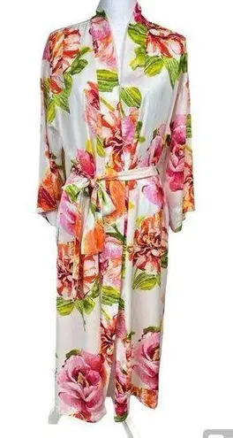 Natori Women’s Classic Colorful Floral Printed Tie Robe Size Medium