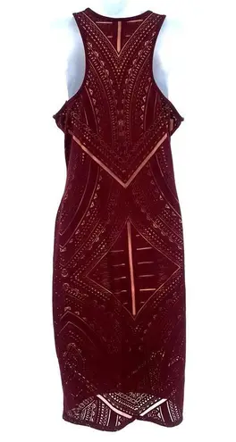 MOSSIMO Gatsby Dress Sz M Burgundy Racerback Stretch Midi Cutout Dark Goth Mesh Red Size M