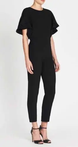 IRO Singles Scoopneck Flutter Sleeve Deep V Back Black Jumpsuit Pants Sz 40 NWT