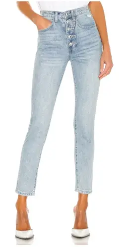 We Wore What The Danielle Crystal Straight High Waist Jeans In Blue Button Fly 27