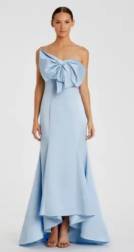 Mac Duggal Blue Strapless Bow Mermaid Gown