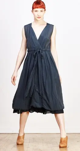 CP Shades Julia Dress Size L Cotton Silk Blue Midi Boho Lagenlook Flowy