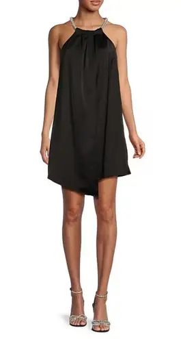 Badgley Mischka Belle by Julier Satin Halter Neck Sleeveless A-Line Dress