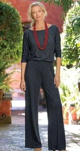 Soft Surroundings Toujours Jumpsuit Wide Leg Soft Stretch Jersey Knit Large