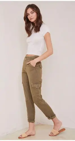 Bella Dahl Sienna Pants Size 31 NWT Rolled Cargo Linen Blend Jogger Green Casual