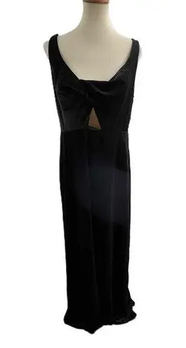 Lovely Floor Length Black Velvet Sleeveless Maxi Peekaboo Cutout New Size 14