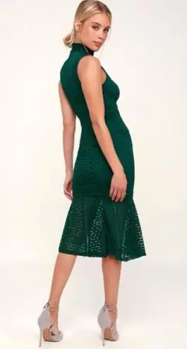 Ali & Jay All The Way Up Lace Midi Dress Forest Green Bodycon Trumpet Hem