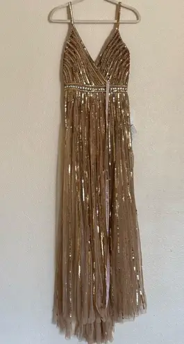 Mac Duggal 93801 A Line Shimmering Evening Dress Gown Sequin Beaded Size 6 $558