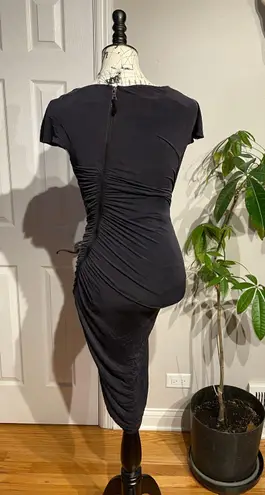 Kay Unger Vintage Y2k Asymmetric Full Zip Draped Fit Bodice Pencil Dress