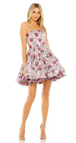 Mac Duggal Pink Floral Strapless Mini Dress 4